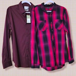TWO Men's Shirts International Concepts Men's Leo Plaid Shirt L NWT